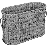Coeusy Toilet Paper Storage,Narrow Toilet Paper Basket for Bathroom,Large Toilet Paper Organizer for 6 Mega Rolls,Waterproof Wicker Bathroom Storage Basket,Free Standing,Grey