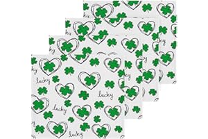 ALAZA Hand-Drawn Four Leaf Clover Towels Cotton Washcloths Set,Soft Highly Absorbent Face Cloths,Fingertip Towels for Bath Fi