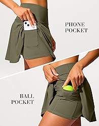 SANTINY 14" Tennis Skirt Golf Skorts with Pockets