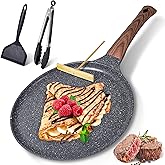 AOSION Crepe Pan 11 inch Nonstick Dosa Tawa Pan, Ceramic crepe pan,Tortilla Pan for Pancake Omelette Steak Frying Egg with Ergonmic Handle,For All Stoves