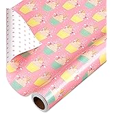 American Greetings 175 sq. ft. Reversible Wrapping Paper for Birthdays and All Occasions, Birthday Cupcakes (1 Roll, 30 in x 70 ft.)