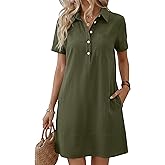 ANRABESS Womens Summer Shirt Dresses Casual Short Sleeve Button Tshirt Shift Short Polo Dress 2026 Beach Vacation Clothes