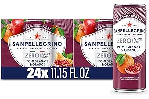 SAN PELLEGRINO Sanpellegrino Zero Grams Added Sugar Italian Sparkling Drinks Pomegranate Orange, Sparkling Pomegranate Orange Beverage 24 Pack of 11.15 Fl Oz Cans
