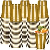 Pineburg Gold Plastic Cups 16oz - 100 Pack Easter Mother's Day Graduation Party Supplies Spring Weddings