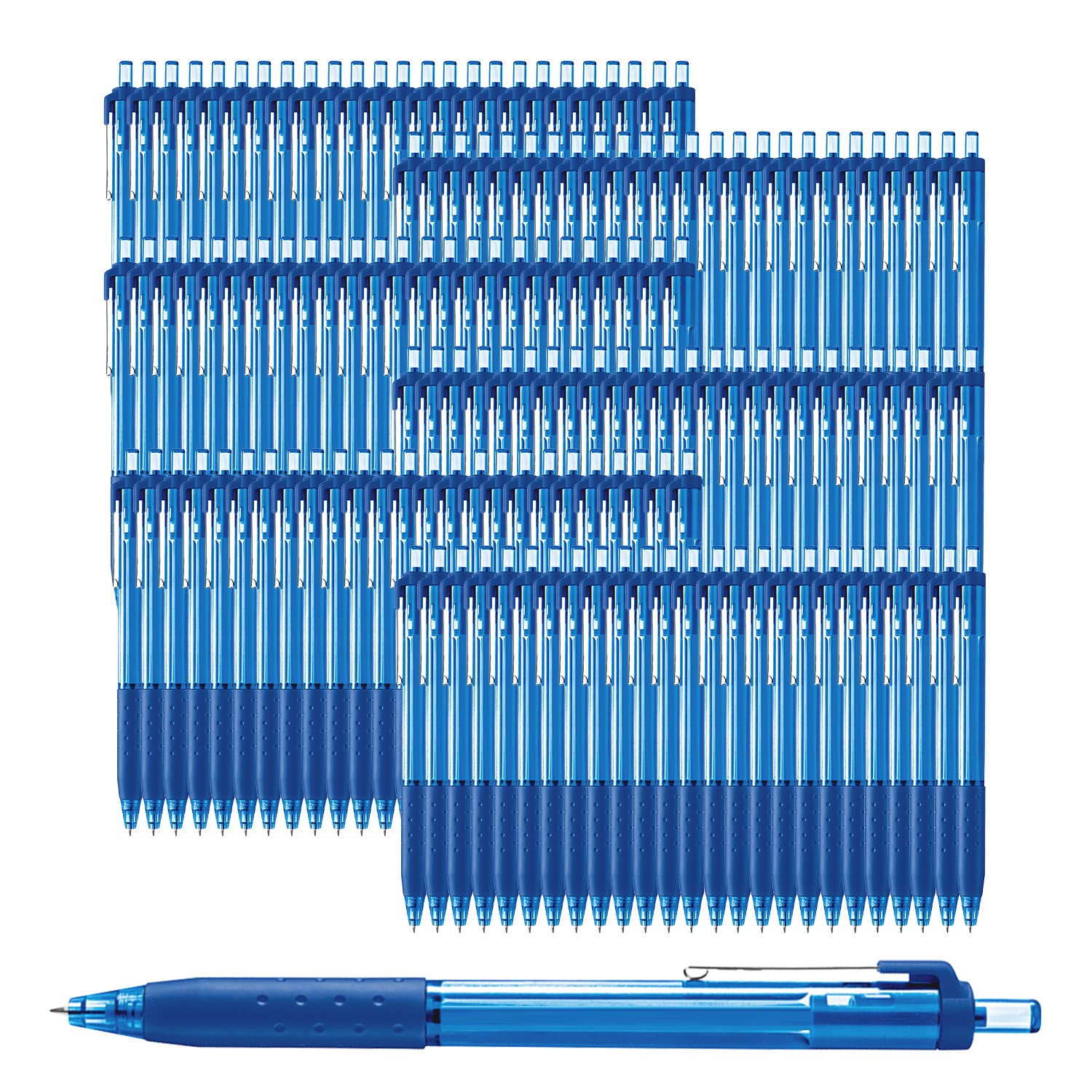 Glamza Ballpoint Pens 0.7mm Blue Ink Retractable Writing Pens Multipack Bulk x150 (Model IJ300)