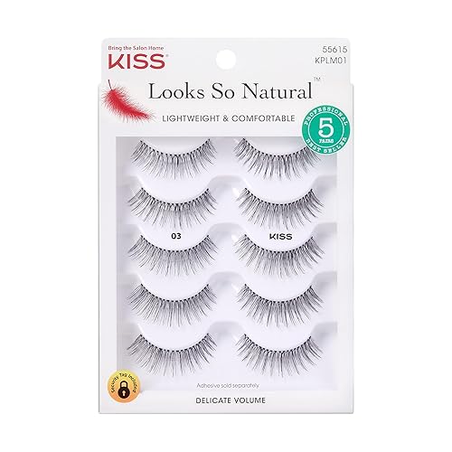 KISS Looks So Natural, False Eyelashes, 'Multipack - 03', 10mm, Includes, Easy to Apply, Reusable Lash Clusters