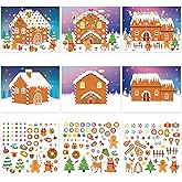30 Sheets Make a Gingerbread House Stickers DIY Craft, Christmas Gingerbread House Crafts Activities Games Xmas Party Supplies, 15 Sets (Light Brown)