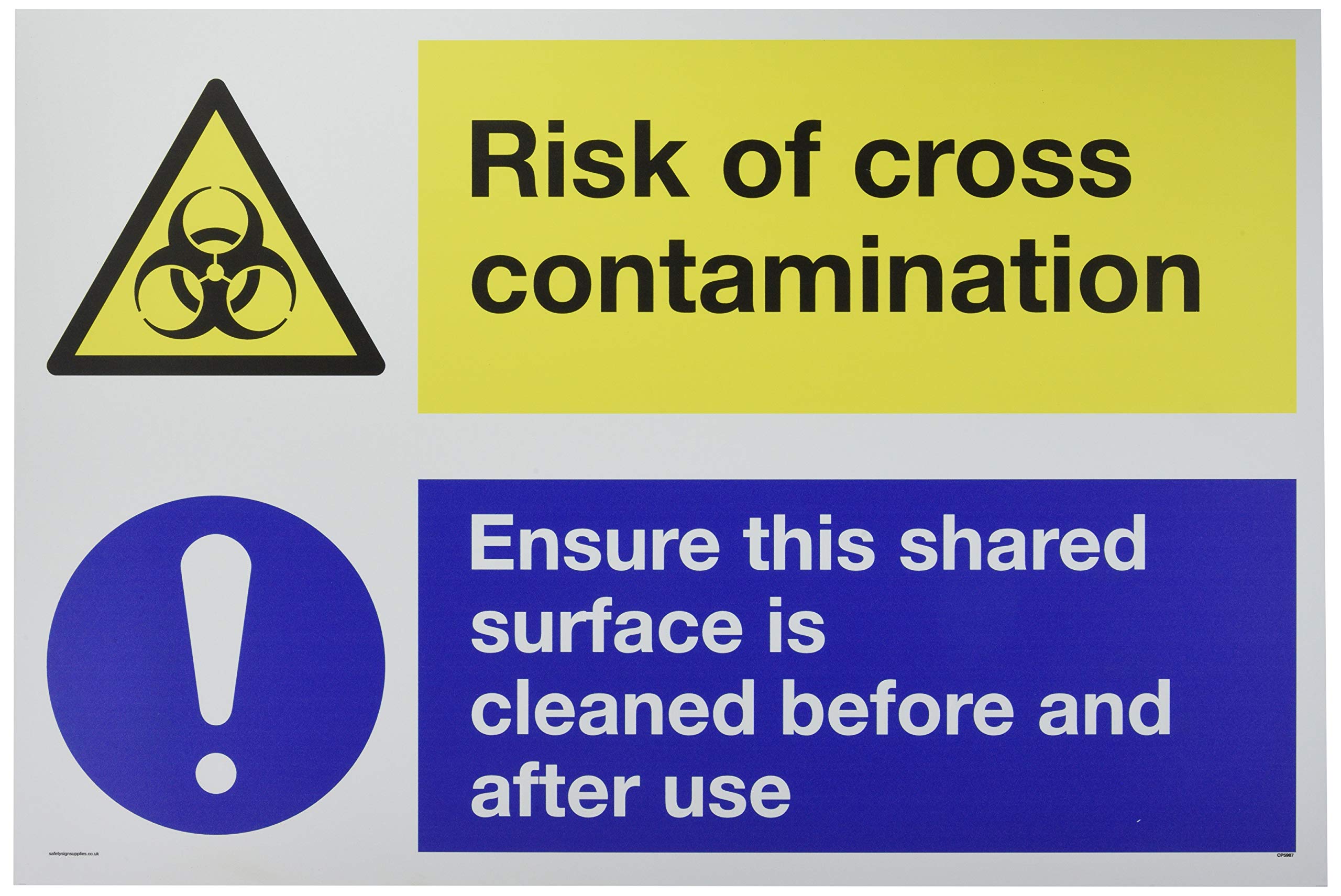 Dual sign Risk of cross contaminationEnsure this shared surface is cleaned before & after use