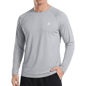 Roadbox Men's UPF 50+ Long Sleeve Rash Guard, Lightweight Quick Dry UV Sun Protection Swim Shirt for Fishing Workout Running