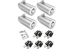 Naissian Universal Vending Machine Lock with Keys Aliked,Tubular Cylinder Lock Compatible for Pepsi,Coke Machine, Snack Machine Coffee Maker, 32MM，Pack of 4, 10 Keys Aliked
