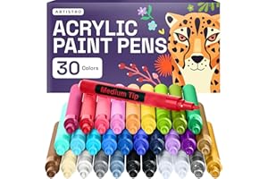 ARTISTRO 30 Fabric Markers - Fabric Decorating Kit - Permanent for Clothes - Acrylic Paint Pens for Sneakers, Bags, Shoes, Textile, Canvas, Sewing, Craft, DIY - Medium Tip