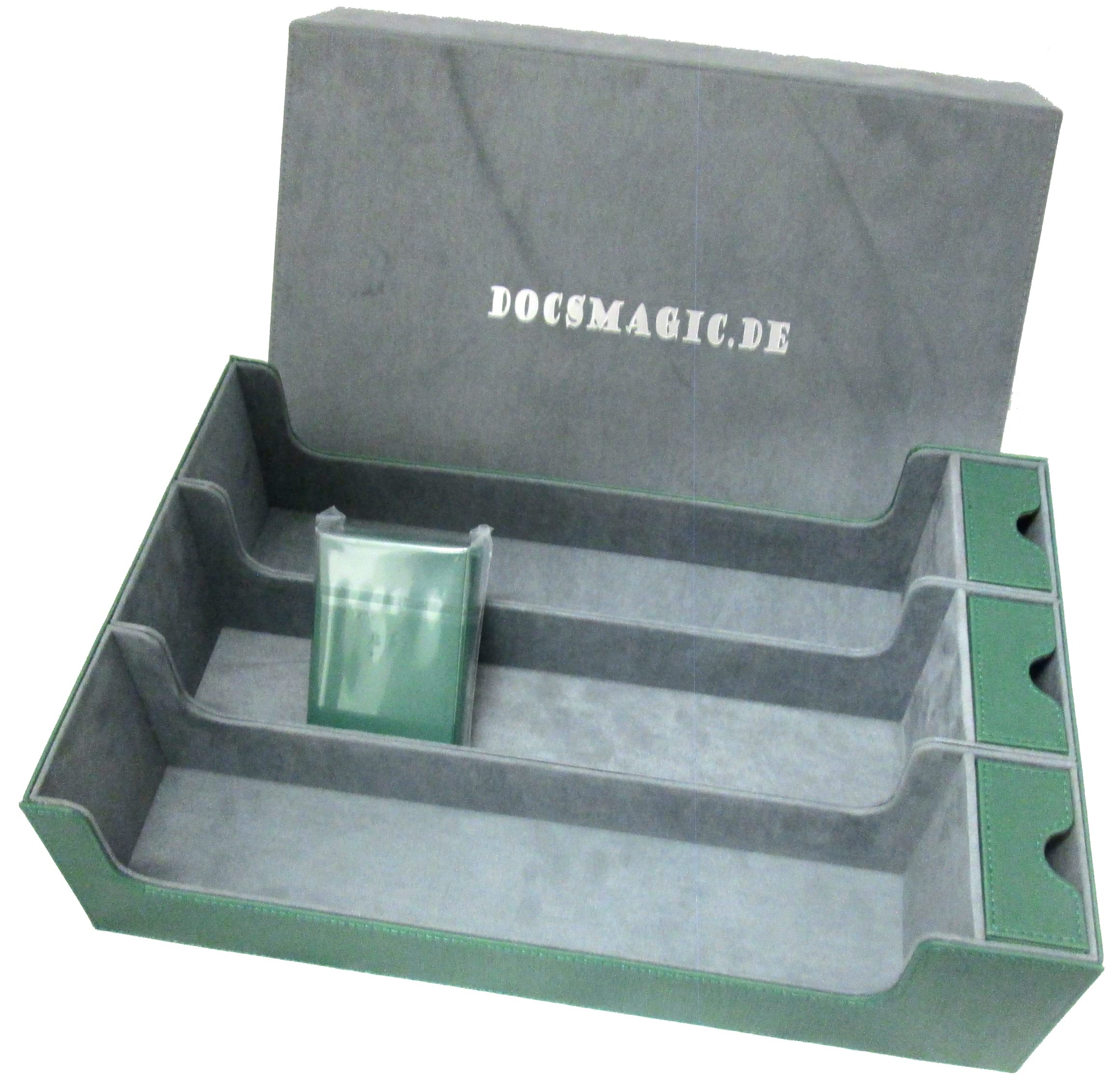 docsmagic.de Premium 3-Row Trading Card Storage Box Green + Trays & Divider - MTG PKM YGO