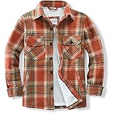 WINDFIT Men's Cotton Sherpa Lined Button Down Flannel Shirt Jacket Plaid Soft Outdoor Flannel Jacket Shirt