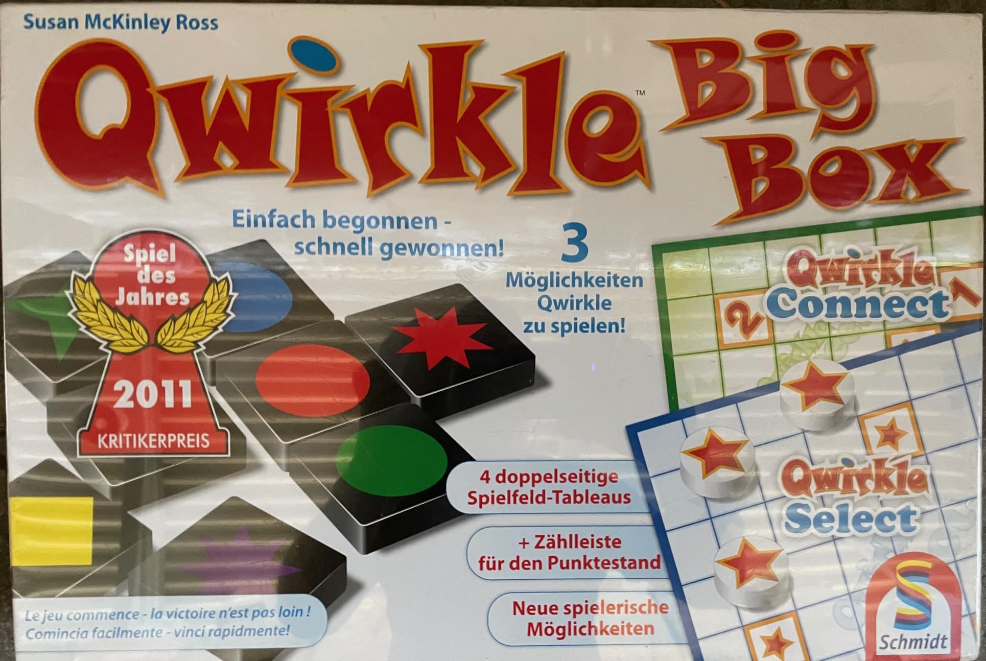 Schmidt Spiele Qwirkle Big Box - Board Game, 2-4 players, Ages 6+, 30 minute game time, Multiple Ways to Play