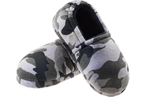 LA PLAGE Boys House Slippers with Cozy Memory Foam Slip On Camo House Shoes, Breathable Indoor Outdoor Warm Winter Home Slippers for Little Big Kids