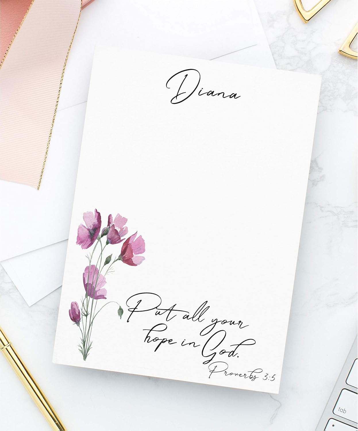 Amazon.com: Personalized Christian Stationary Set, Proverbs 3 ...