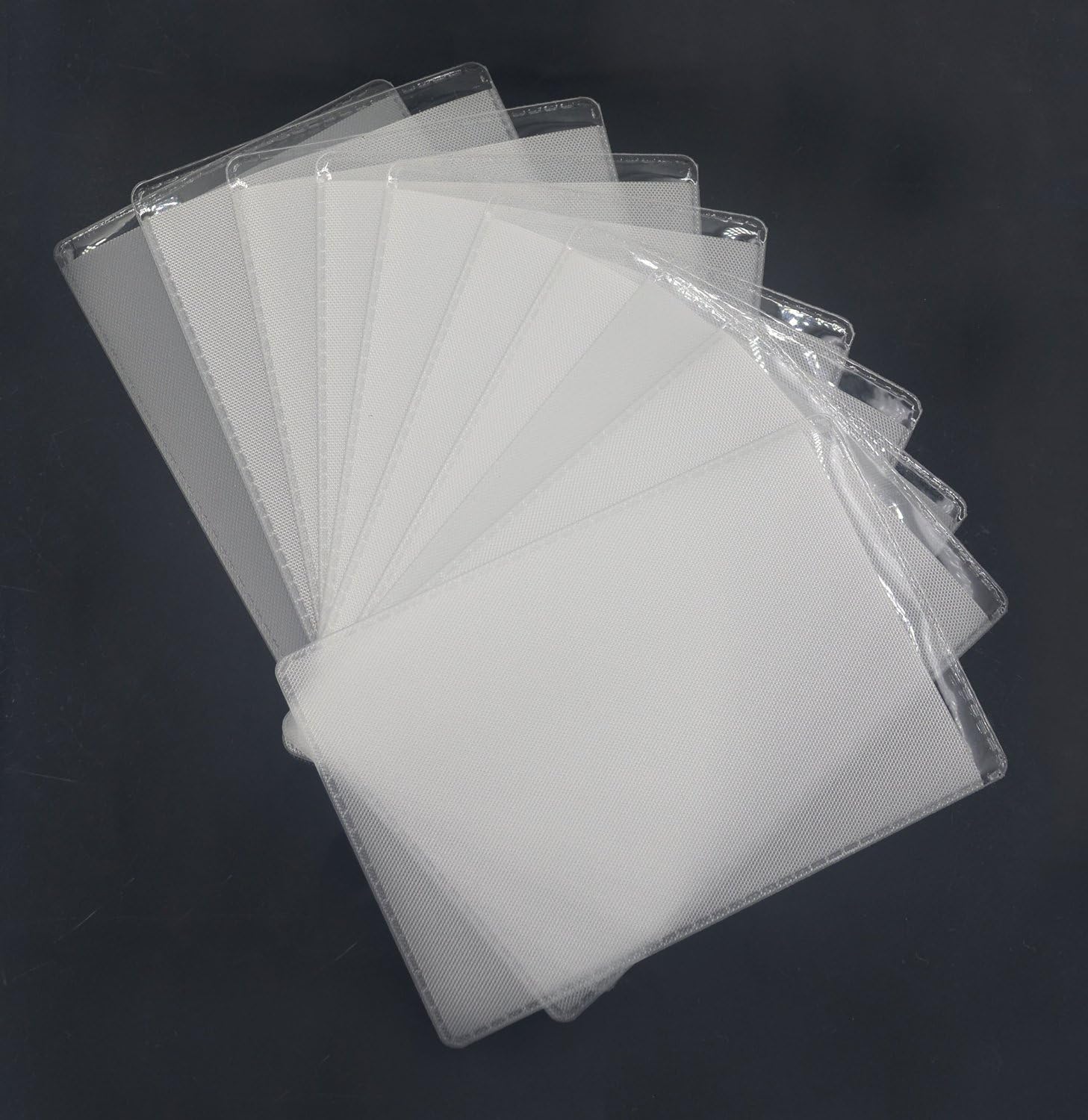 Wpeng 10-pack Soft Plastic Vertical Name Tag Business Id Card Badge Holders Protective Case Sleeve(One side of the mesh frosted) (one side transparent)