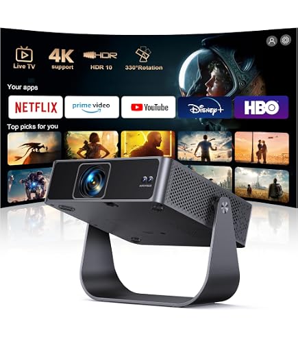 1000 ANSI] Smart Projector 4K with WiFi 6 and 2-Way Bluetooth, AI