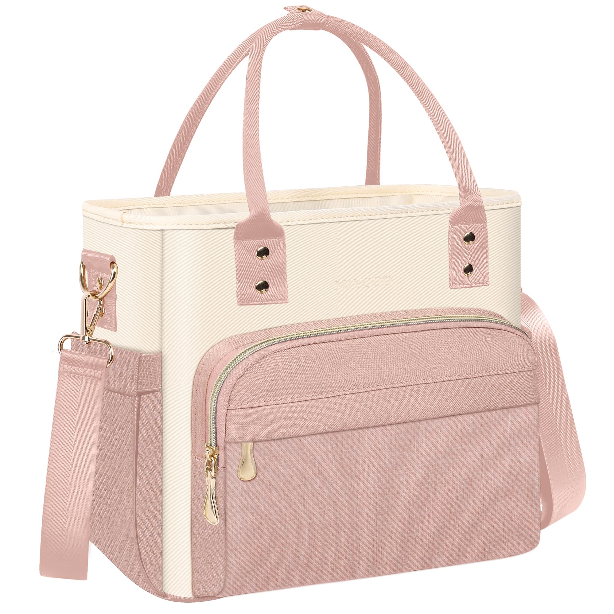MIYCOO Lunch Bag Lunch Box Women - Leakproof Insulated Lunch Cooler Bag for Women - Large Lunch Tote Bags Adults, Pink White Image