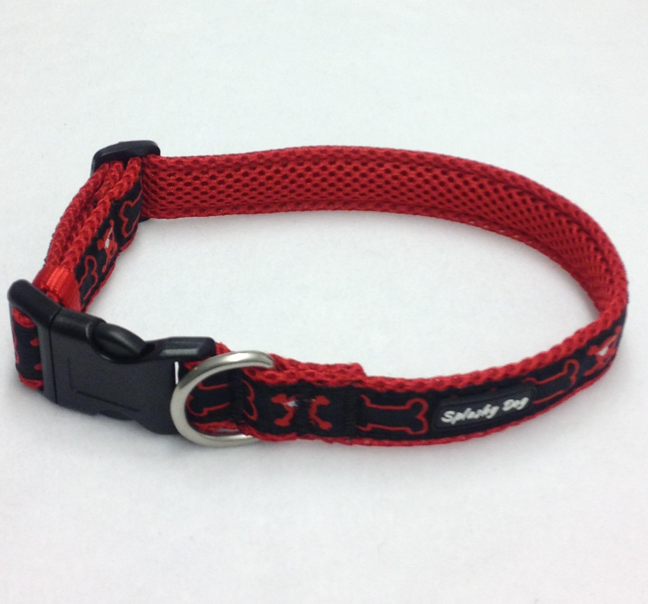 SPLASHY DOG PADDED AIR MESH DOG COLLAR RED/BLACK PIRATE DOG DESIGN (Large)