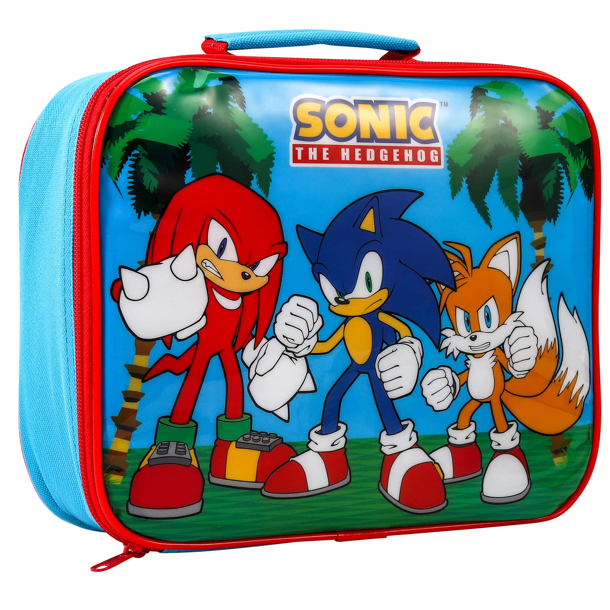 Zawadi Global Sonic The Hedgehog Rectangular Insulated Lunch Box Bag for Boys and Girls, Perfect Size for Packing Hot or Cold Snacks for School and Travel, BPA Free
