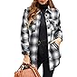 GRAPENT Women's Oversized Plaid Button Down Shirt Quilted Lined Shacket Jacket