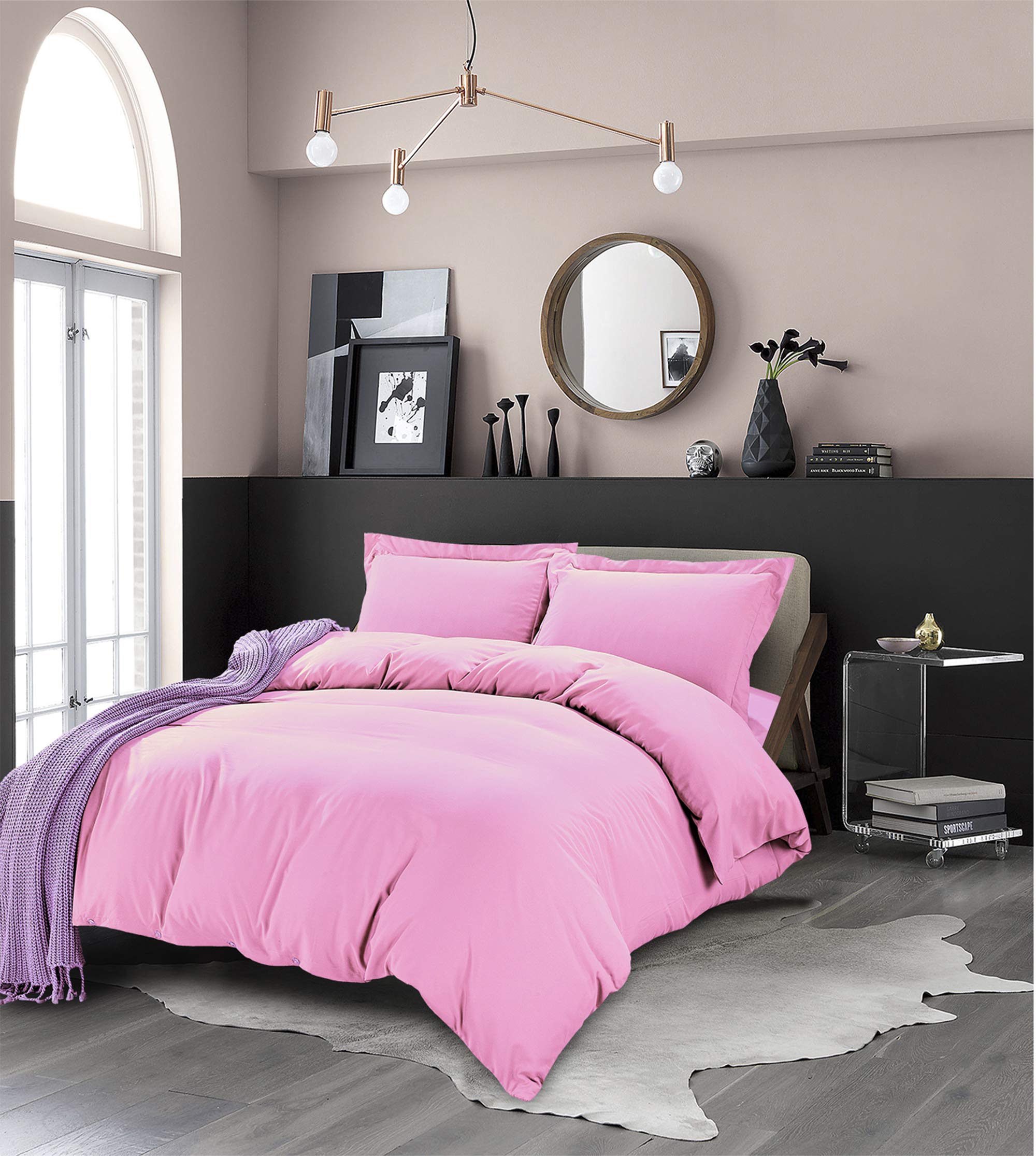 Elegant Comfort Ultra Soft 3-Piece Duvet Cover Set - 1500 Premium Hotel Quality Microfiber, Wrinkle and Fade Resistant 3PC Duvet Cover Set, Full/Queen, Light Pink