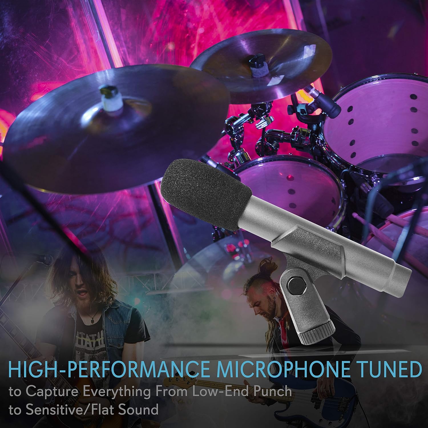 PYLE-PRO Pyle 7-Piece Wired Dynamic Kit-Kick Bass, Tom/Snare & Cymbals Microphone Set-for Drums, Vocal, Other Instrument-Complete with Thread Clip, Inserts, Mics Holder & Case-PDKM7: Musical Instruments