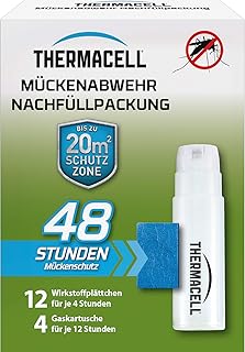 Thermacell Mückenabwehr Nachfüllpackung für 48 Stunden (12 Wirkstoffplättchen und 4 Gaskartuschen), Mehrfarbig