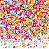 Kikonoke 3900+ Pcs Rhinestones and Pearls Kit, 2-10mm Flatback Gems for Nail Art, Tumbler Decoration, DIY Crafts, 8 Colors Mixed DIY Supplies (Summer)