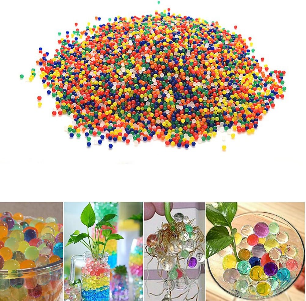 Kocome Crystal Water Beads Rainbow Mix, 10000 beads for Water Gun Pistol Toy, Sensory Toys Spa Refill and Decor