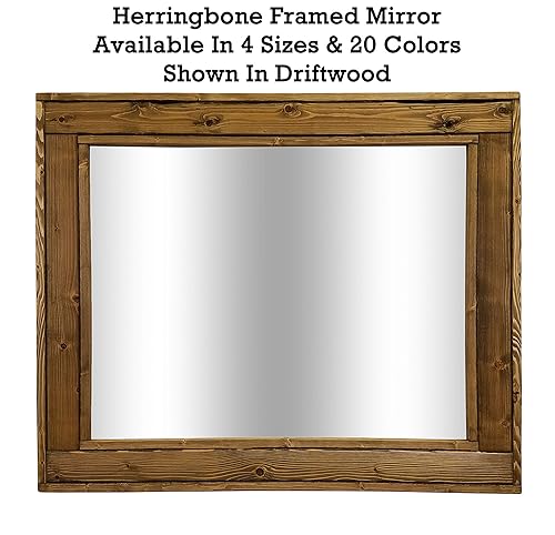 Amazon Com Herringbone Reclaimed Wood Framed Mirror Available In