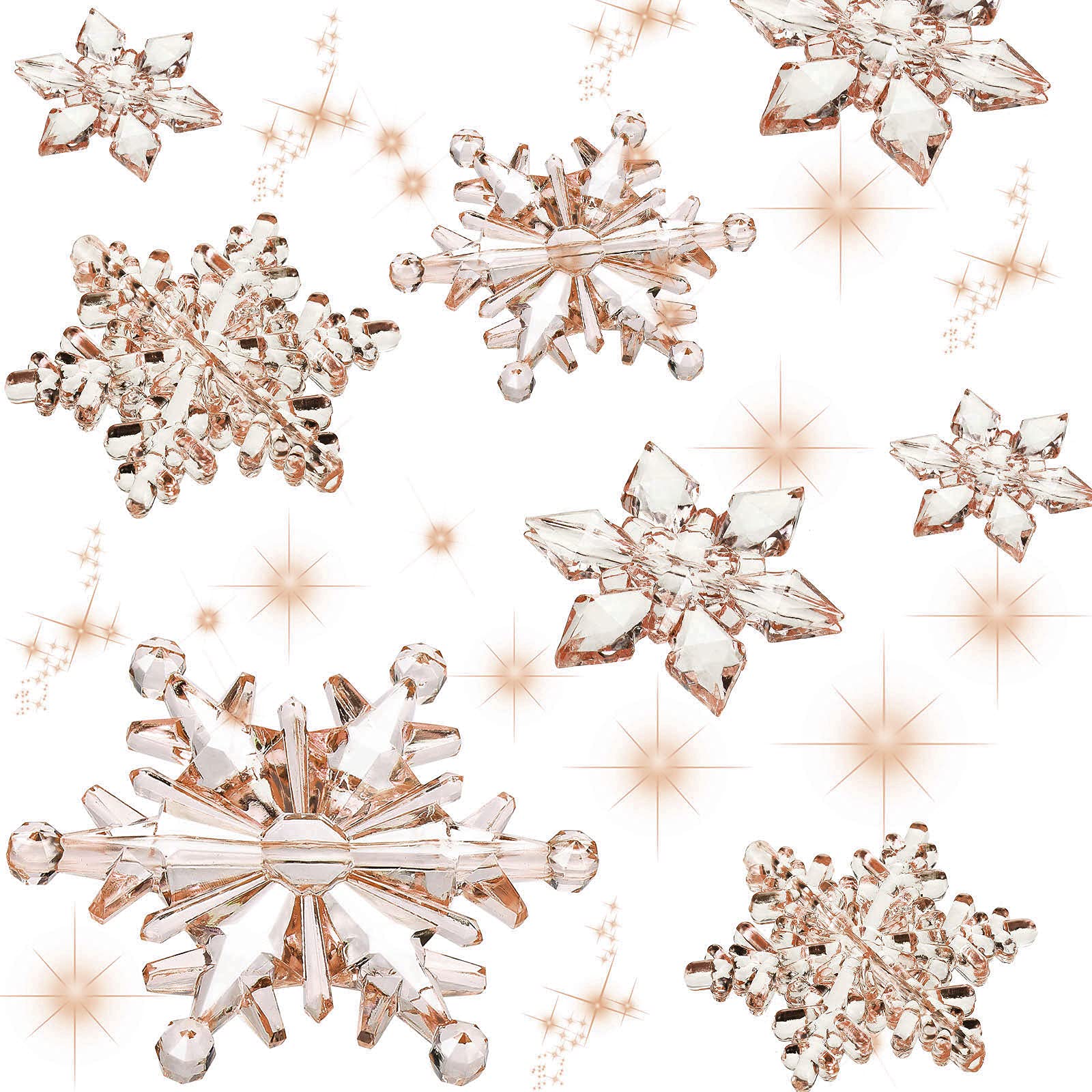 70 Pieces Clear Acrylic Crystal Snowflake Ornaments Winter Wonderland Snowflake Hanging Pendants for Christmas Xmas Tree Decorations Snow Theme Party Favors Supplies (Champagne)