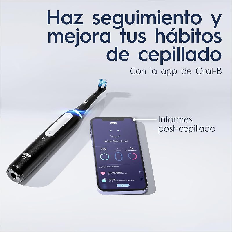 Escova de dentes elétrica Oral-B iO 4N com pega recarregável, 1 cabeça e estojo de viagem, desenhada por Braun - Preto