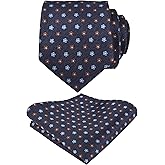 Alizeal Mens 3.15'' Vintage Necktie and Pocket Square Business Geometric Regular Patterns Tie and Hanky Set