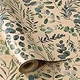 RUSPEPA Eucalyptus Leaf Gift Wrapping Paper, 17 Inches x 32.8 Feet, Mini Roll, Kraft Wrapping Paper Roll for Women, Spring, Summer, Wedding and Birthday