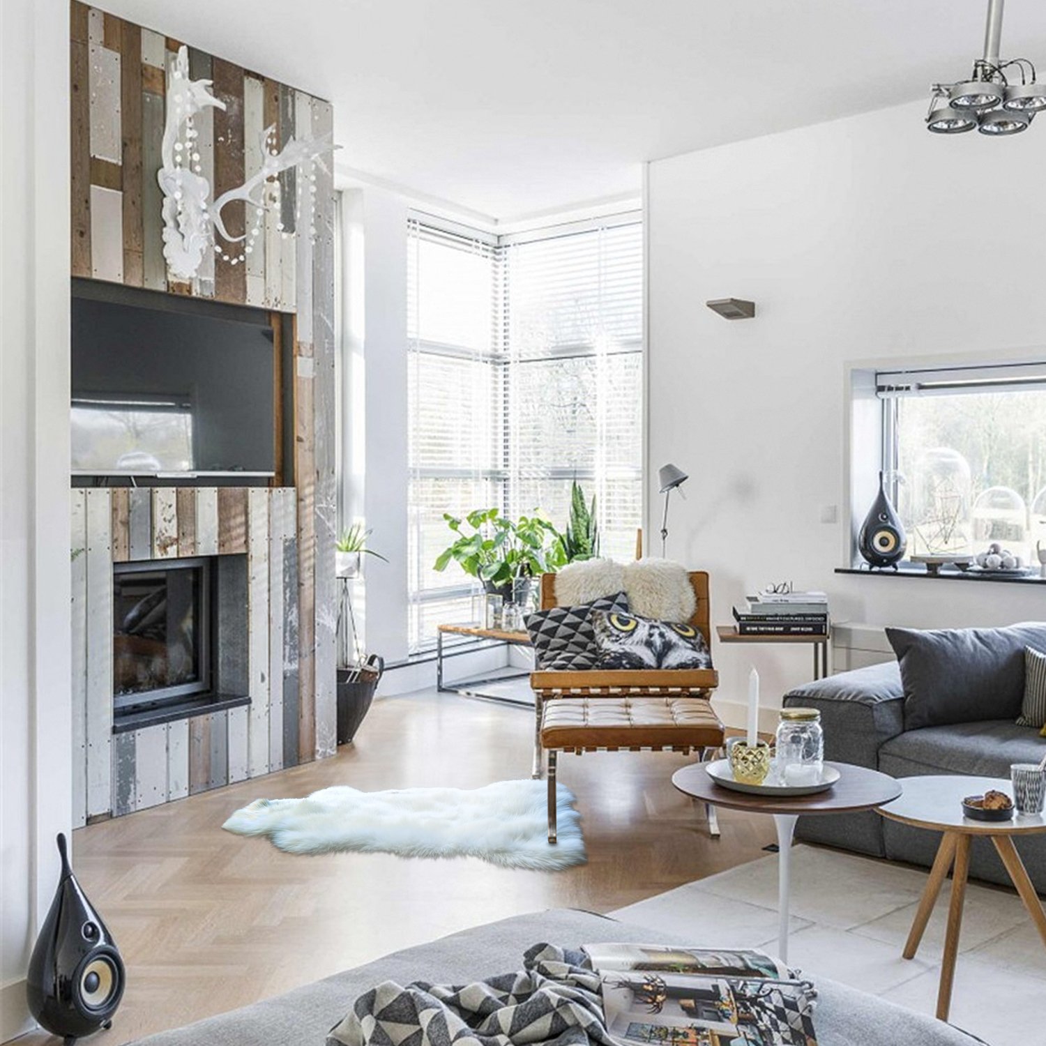 Amazoncom Ashler Soft Faux Sheepskin Fur Chair Couch Cover White