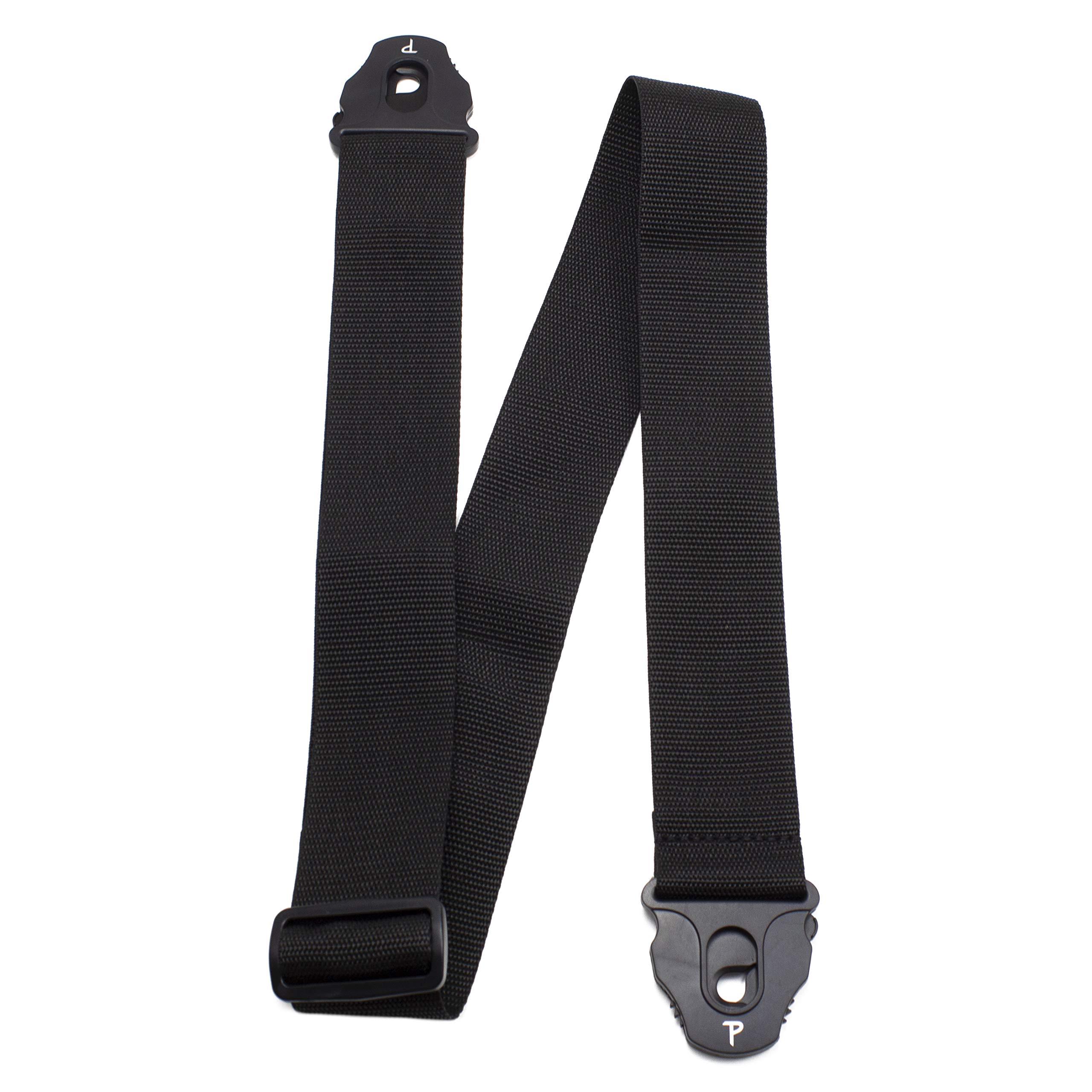 Perri’s Leathers Ltd. - Guitar Strap - Nylon - Lock End - Black - Adjustable - For Acoustic/Bass/Electric Guitars - Made in Canada (NWSPL-7157)