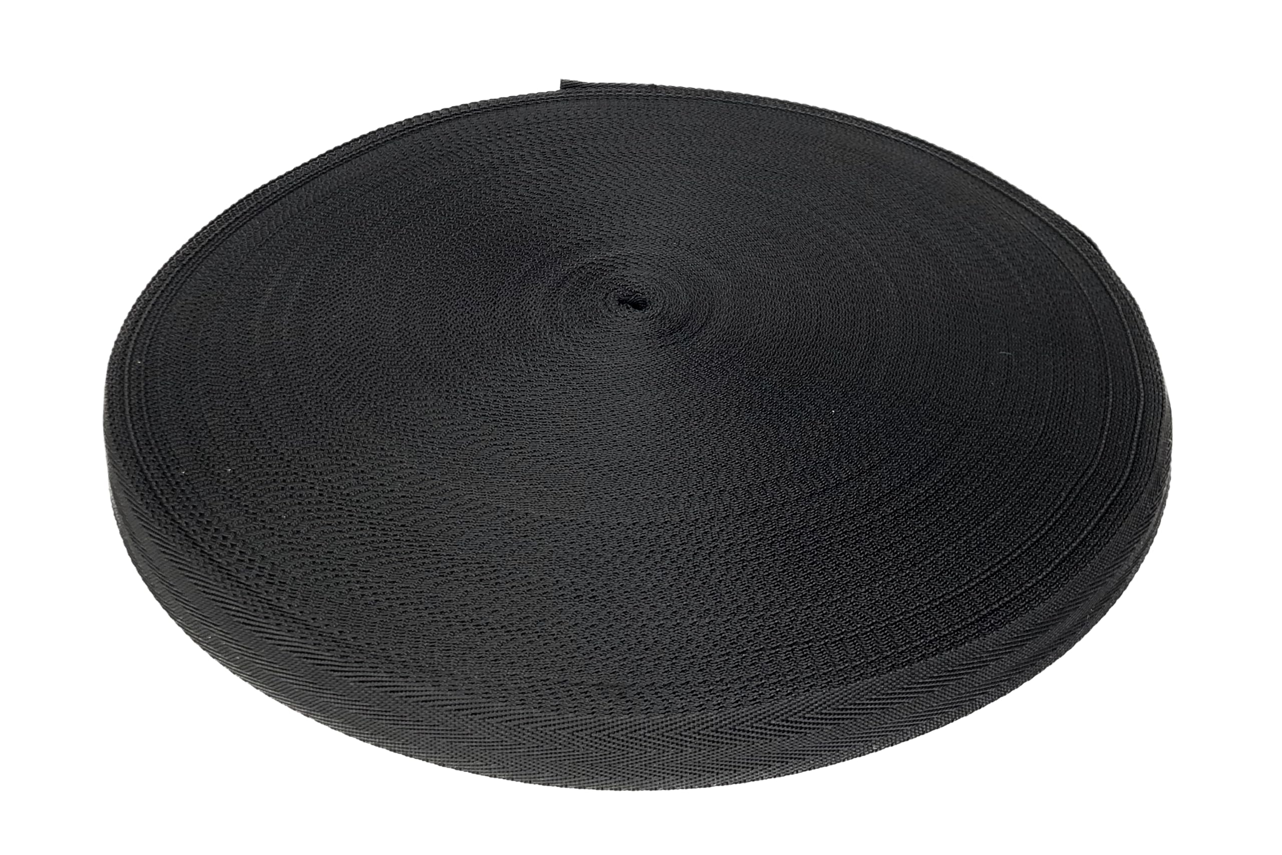 Trimz Polypropylene Herringbone Webbing - 38mm x 2m - Black Heavy Duty Strap for Bags, Crafts and DIY