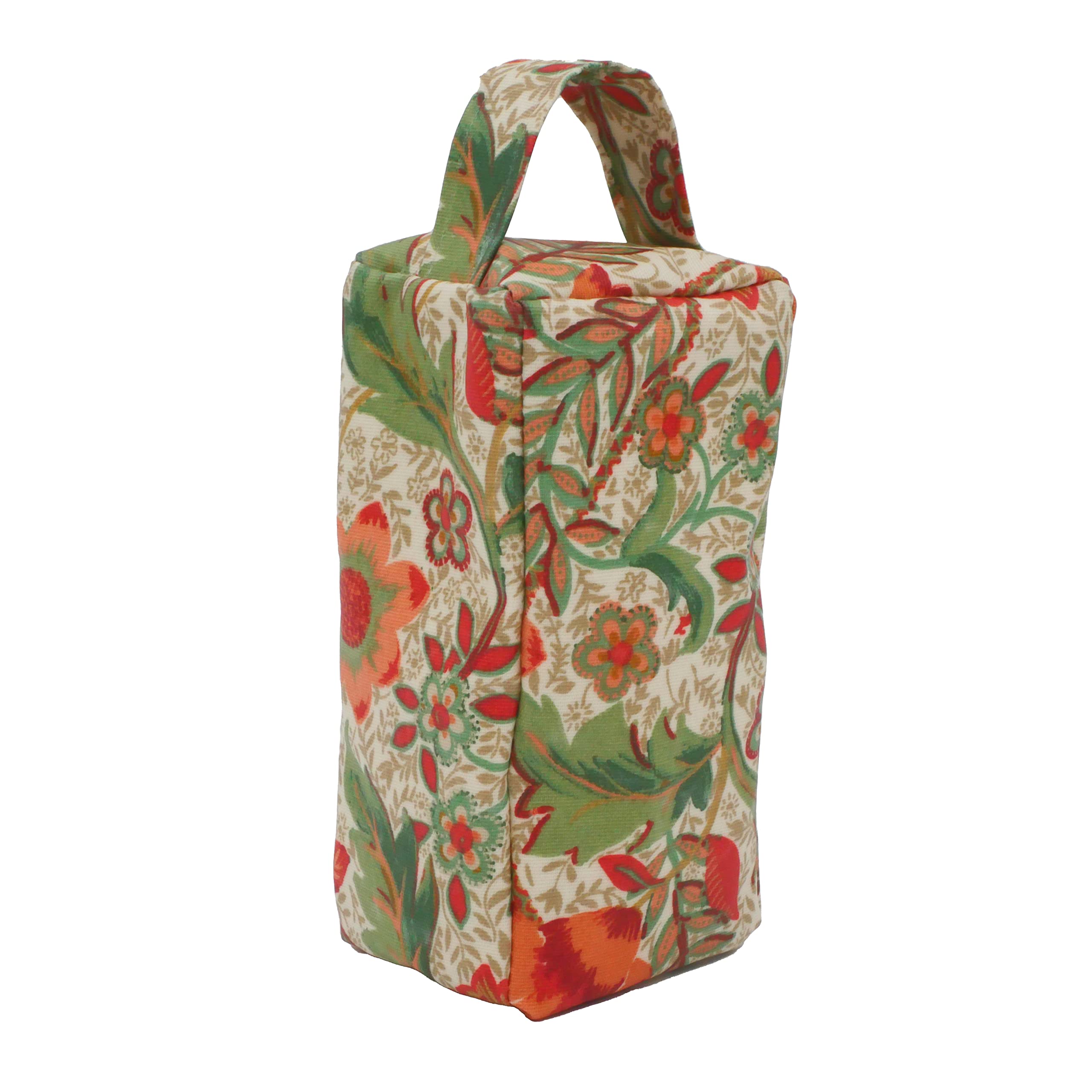 Fabric Door Stop, Tall Decorative Oilcloth Door Stopper for Outdoor, Indoor, Patio, Kitchen, Bedroom Use - 20cm/8in Tall Fabric Door Stop - Unfilled (Burnt Orange Morris Floral) — image 1