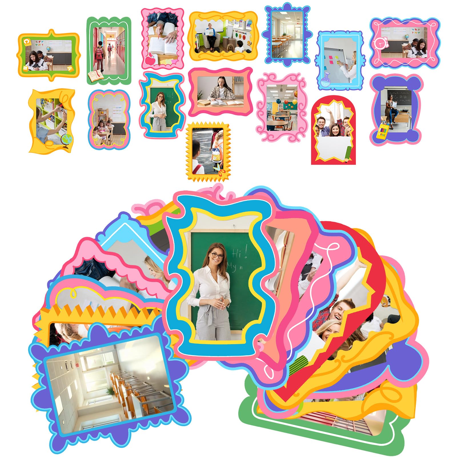 Photo 1 of Lingvee 15 Pcs Back to School Magnetic Photo Frames for Teachers and Students 5 x 7 Inch Refrigerator Magnet Picture Frame Classroom Decoration Magnet for Teacher Whiteboard Students School Supplies
