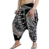 Sarjana Handicrafts Mens Womens Cotton Golden Printed Harem Pants Yoga Drop Crotch Trouser