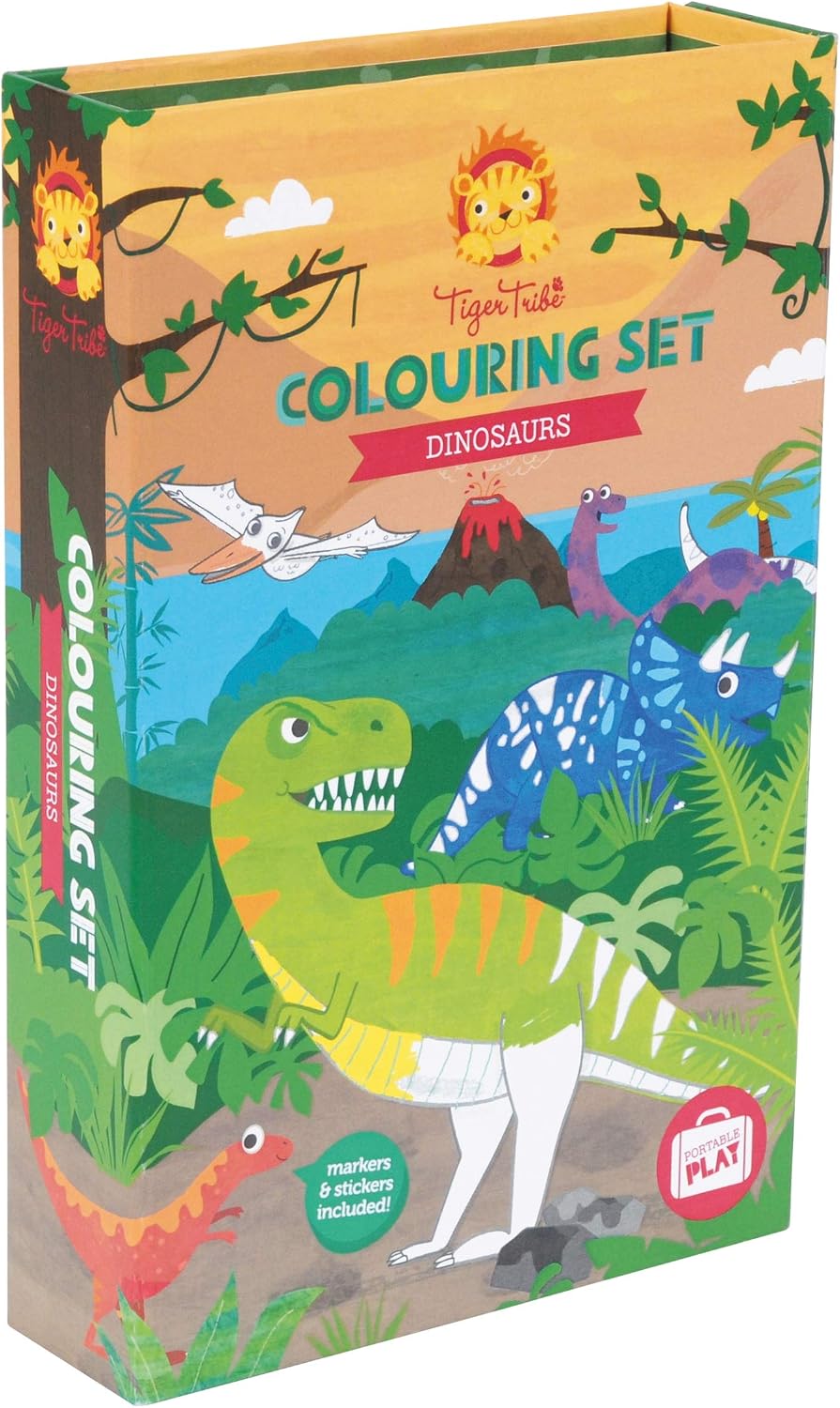 Tiger Tribe TR14013 Dinosaur Toy Colouring Set & Drawing Set, Multicoloured