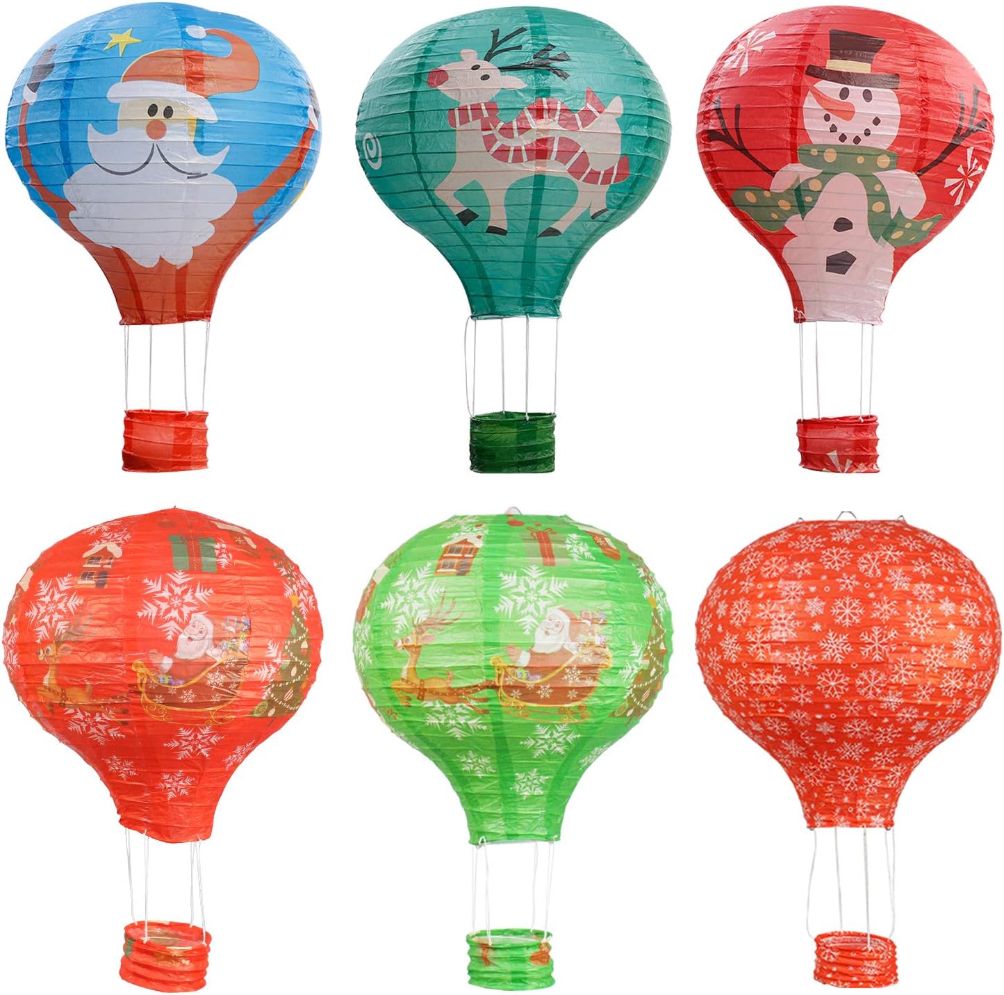 Hot Air Balloon Paper Lanterns for Wedding Birthday Engagement Christmas Party Decoration Christmas Set Pack of 6