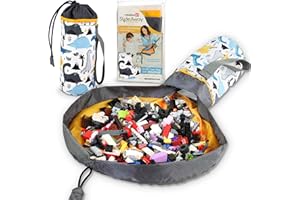 Creative QT Mini SlideAway Toy Storage Bag & Play Mat - Small Dinosaur Print - Travel Toy Organizer for Toddlers