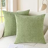 CaliTime Throw Pillow Covers Decorative 16 X 16 Inches Pack of 2 Cozy Chenille Cushion Case for Couch Sofa Bed Living Room Home Sage Green
