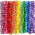 36 Counts Hawaiian Leis Necklace Tropical Luau Hawaii Silk Flower Lei Theme Party Favors Wreaths Headbands Holiday Wedding Be