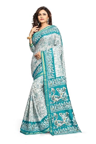 Women's Raw Silk Saree With Blouse (rhytm1105a_Multicolored)