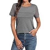 Memorose Women's Short Sleeve Shirts Lace Dressy 2026 Spring Summer Tops Trendy Vacation Casual Work Blouses