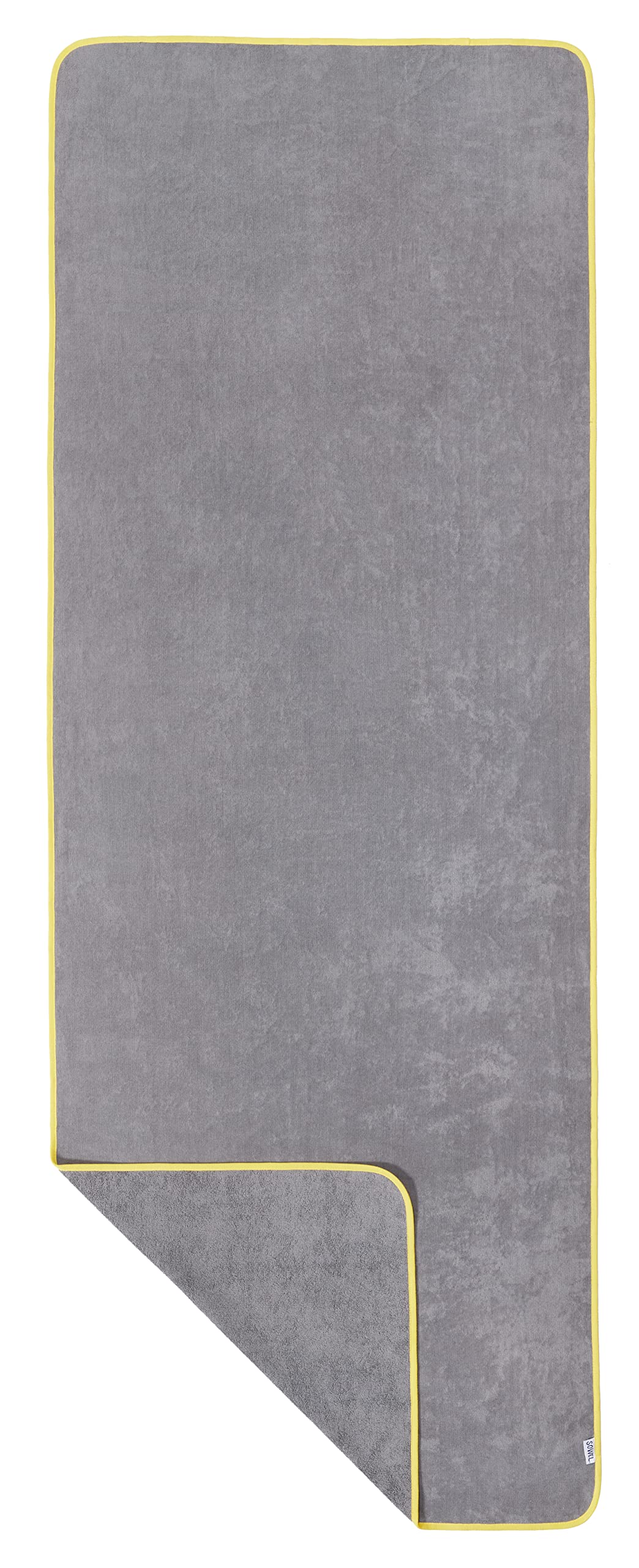 Sowel® Beach Towel Large, 100% Organic Cotton, XL Sauna Towel, 220 x 80 cm, Grey/Yellow